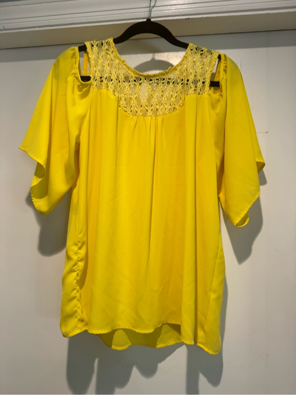 Bright yellow lace detail flowy top